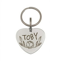 Anavia Stainless Steel Double Sided Heart Name - Frame Engraved Dog & Cat ID Tag, Silver, M