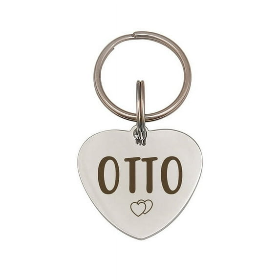 Anavia Stainless Steel Double Sided Heart Name & Icon Engraved Dog & Cat ID Tag, Silver, S