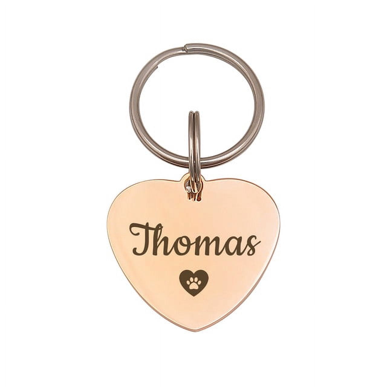Anavia Stainless Steel Double Sided Heart Name & Icon Engraved Dog & Cat ID Tag, Silver, S