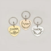 Anavia Stainless Steel Double Sided Heart Name and Frame Engraved Dog & Cat ID Tag, Multi-color, S