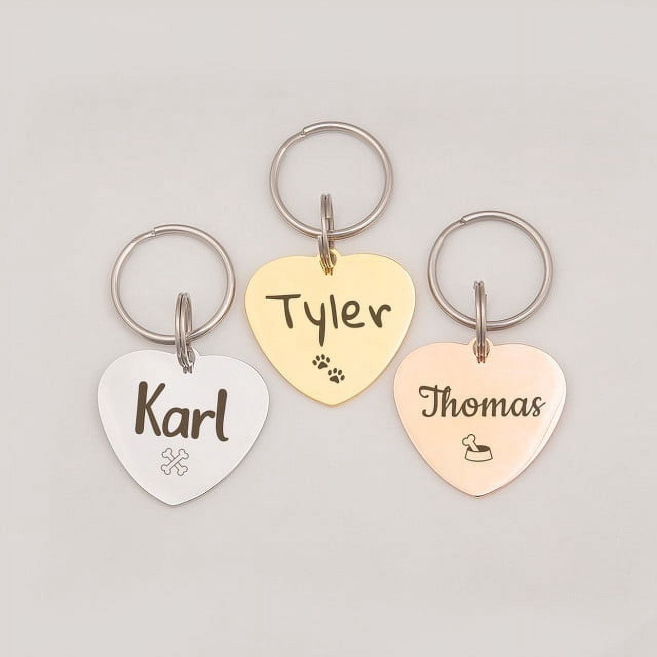 Anavia Stainless Steel Double Sided Heart Name and Icon Engraved Dog & Cat ID Tag, Multi-color, L