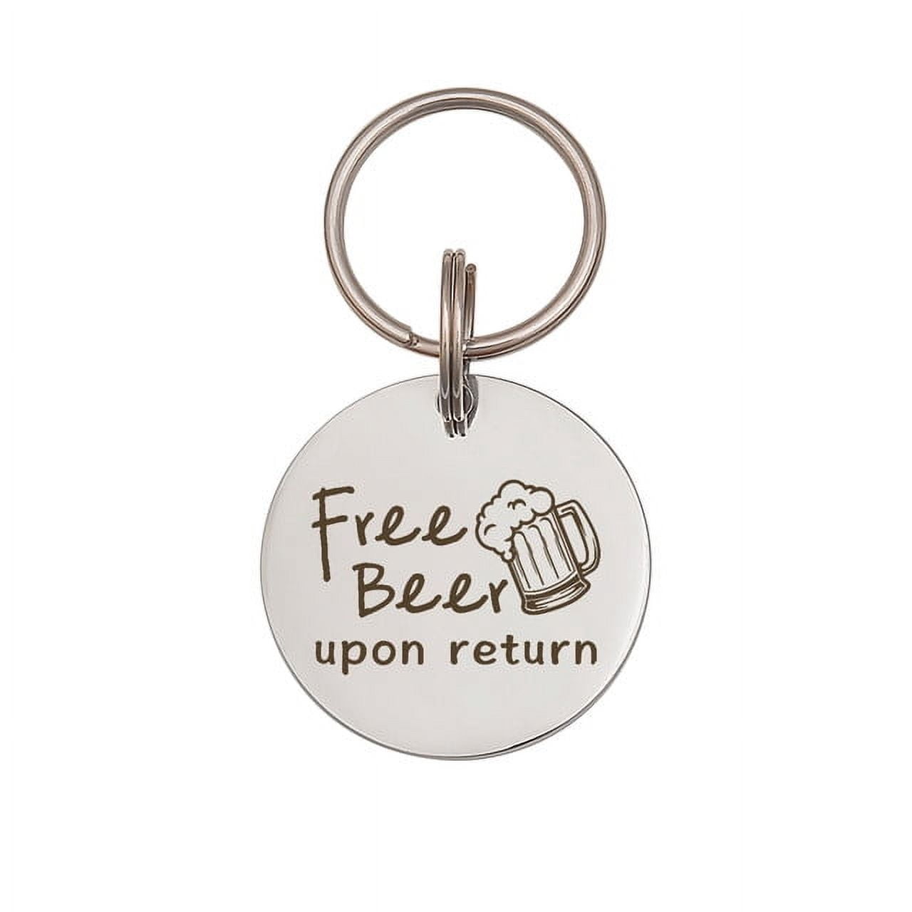 Anavia Stainless Steel Double Sided Round Free Beer Upon Return Engraved Dog & Cat ID Tag, Silver, M