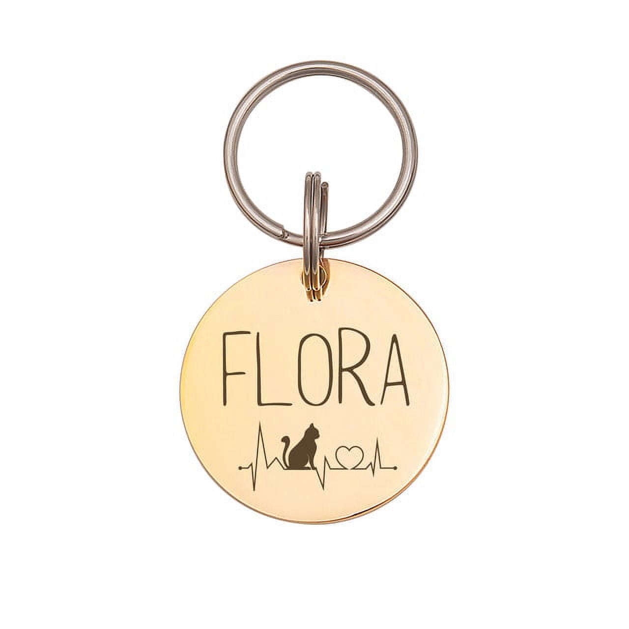 Anavia Stainless Steel Double Sided Round Name - ECG Engraved Dog & Cat ID Tag, Gold, L
