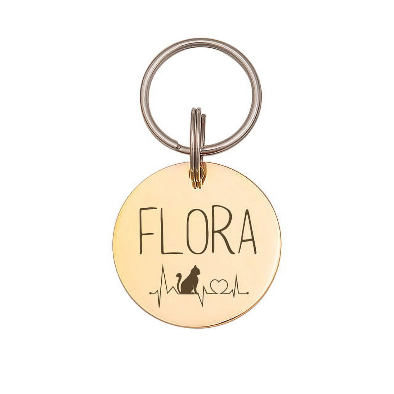 Anavia Stainless Steel Double Sided Round Name - ECG Engraved Dog & Cat ID Tag, Gold, M