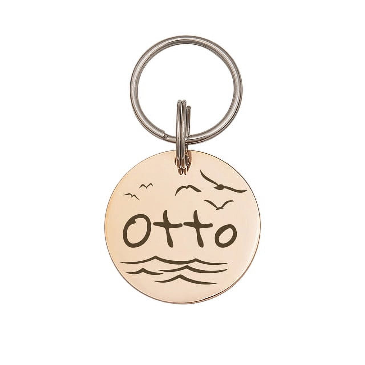 Anavia Stainless Steel Double Sided Round Name - Frame Engraved Dog & Cat ID Tag, Rose Gold, S