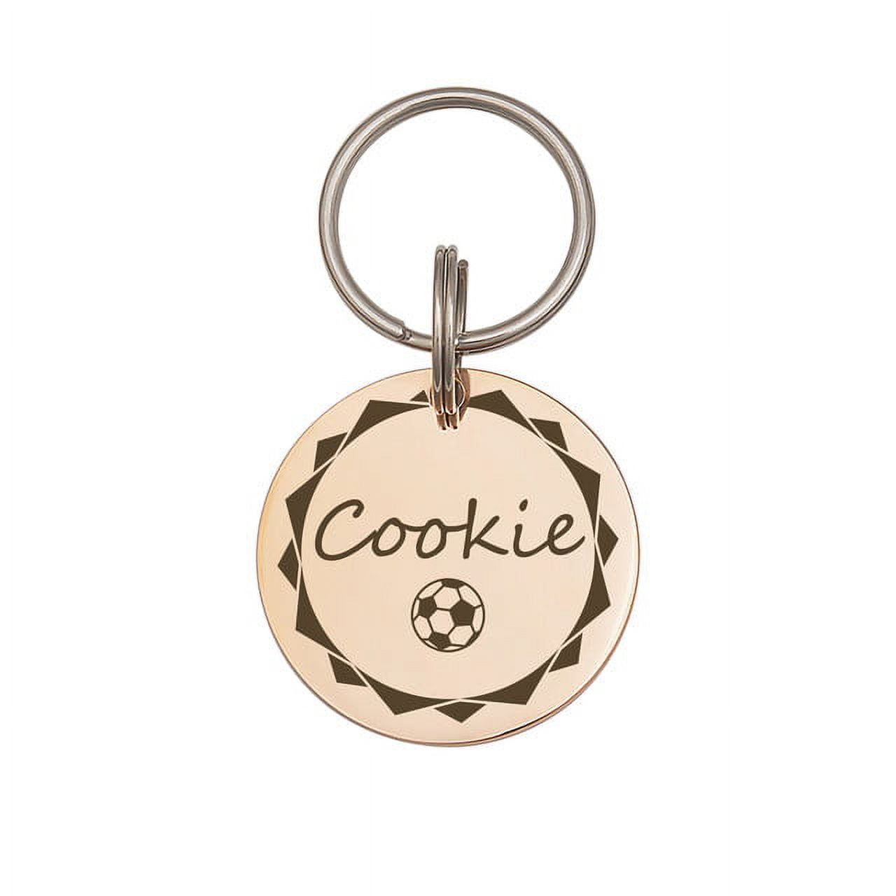 Anavia Stainless Steel Double Sided Round Name - Icon Engraved Dog & Cat ID Tag, Rose Gold, L