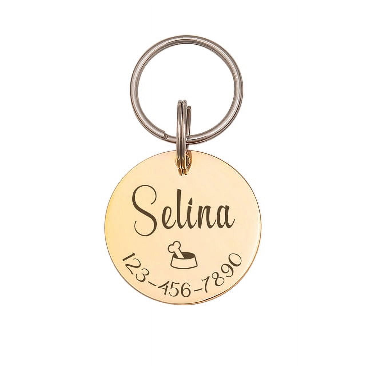 Anavia Stainless Steel Double Sided Round Name - Icon - Phone Engraved Dog & Cat ID Tag, Gold, M
