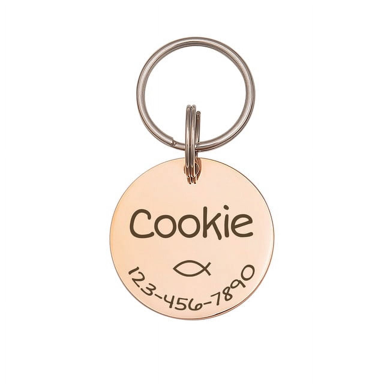 Anavia Stainless Steel Double Sided Round Name - Icon - Phone Engraved Dog & Cat ID Tag, Rose Gold, S