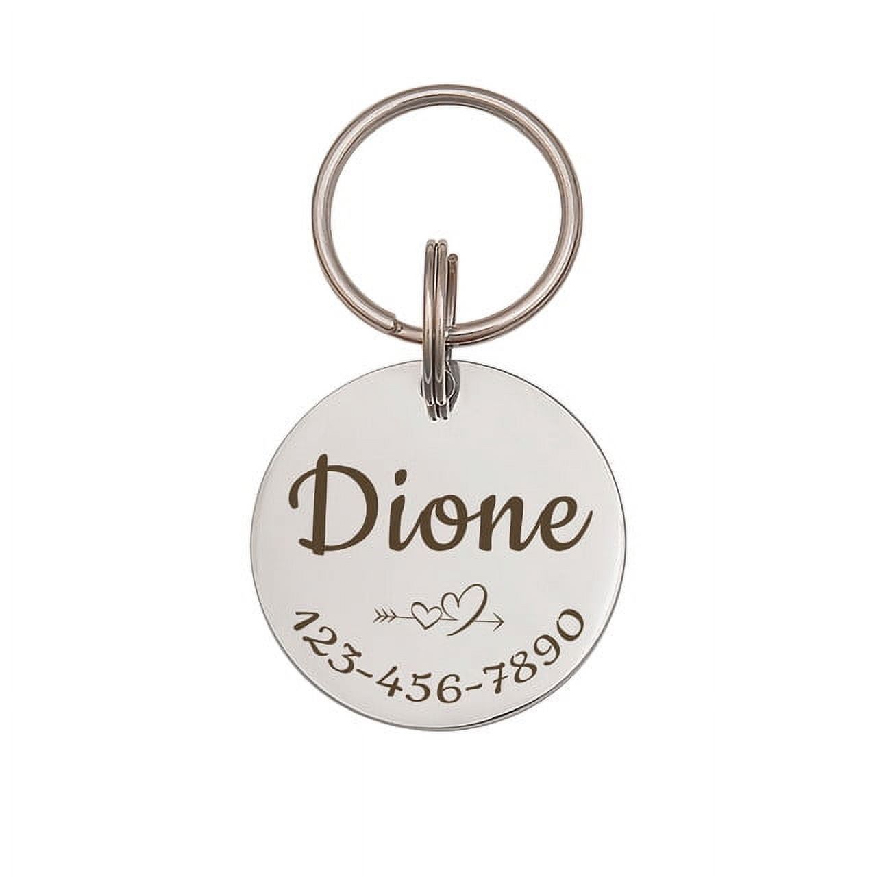 Anavia Stainless Steel Double Sided Round Name - Icon - Phone Engraved Dog & Cat ID Tag, Silver, L