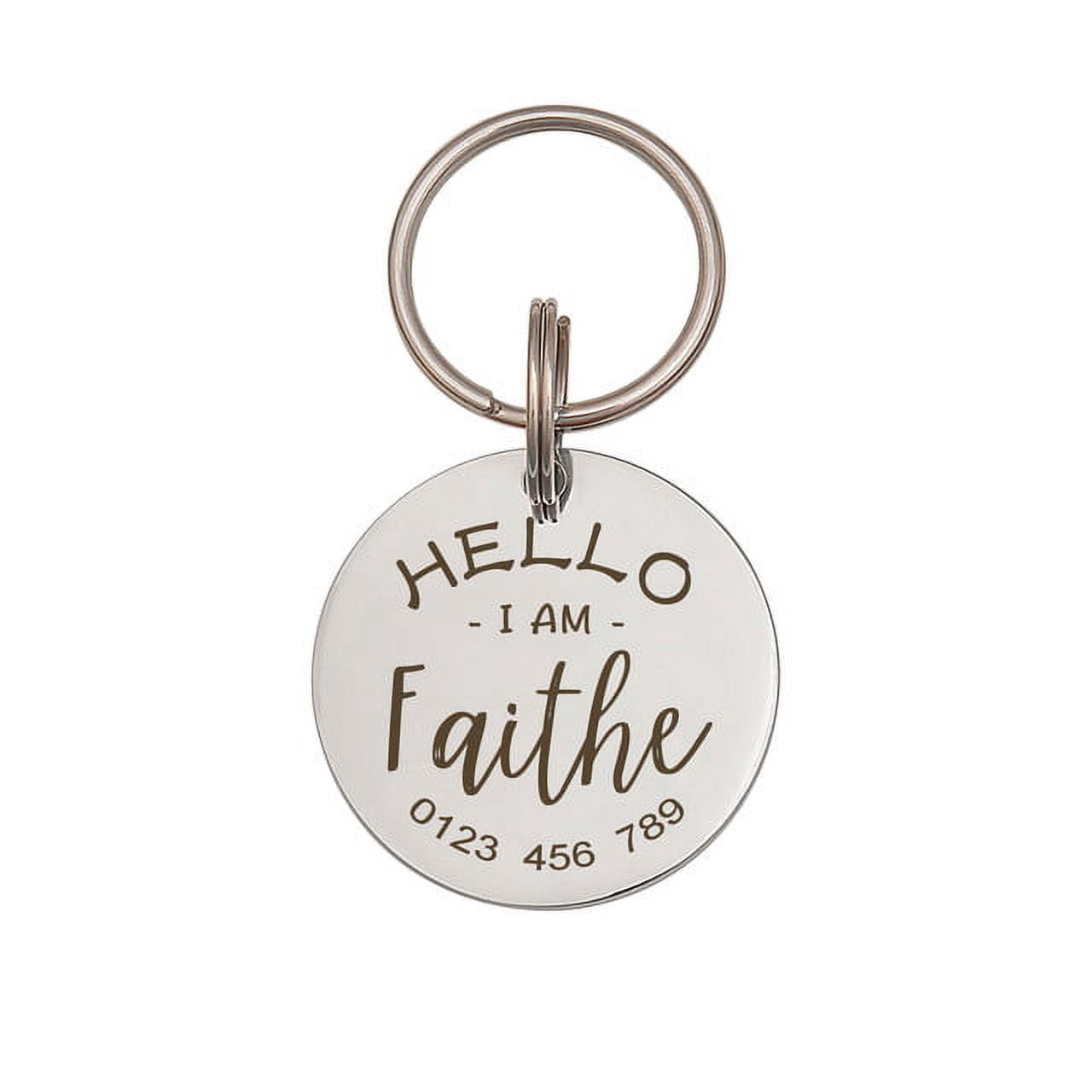 Anavia Stainless Steel Double Sided Round Name - Phone & Hello I Am Engraved Dog & Cat ID Tag, Silver, S
