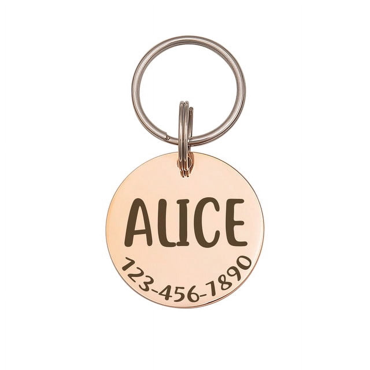 Anavia Stainless Steel Double Sided Round Name - Phone Number Engraved Dog & Cat ID Tag, Rose Gold, L