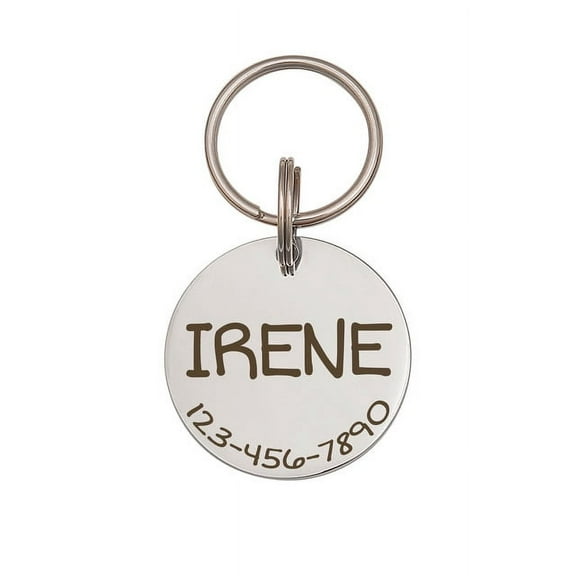 Anavia Stainless Steel Double Sided Round Name - Phone Number Engraved Dog & Cat ID Tag, Silver, M
