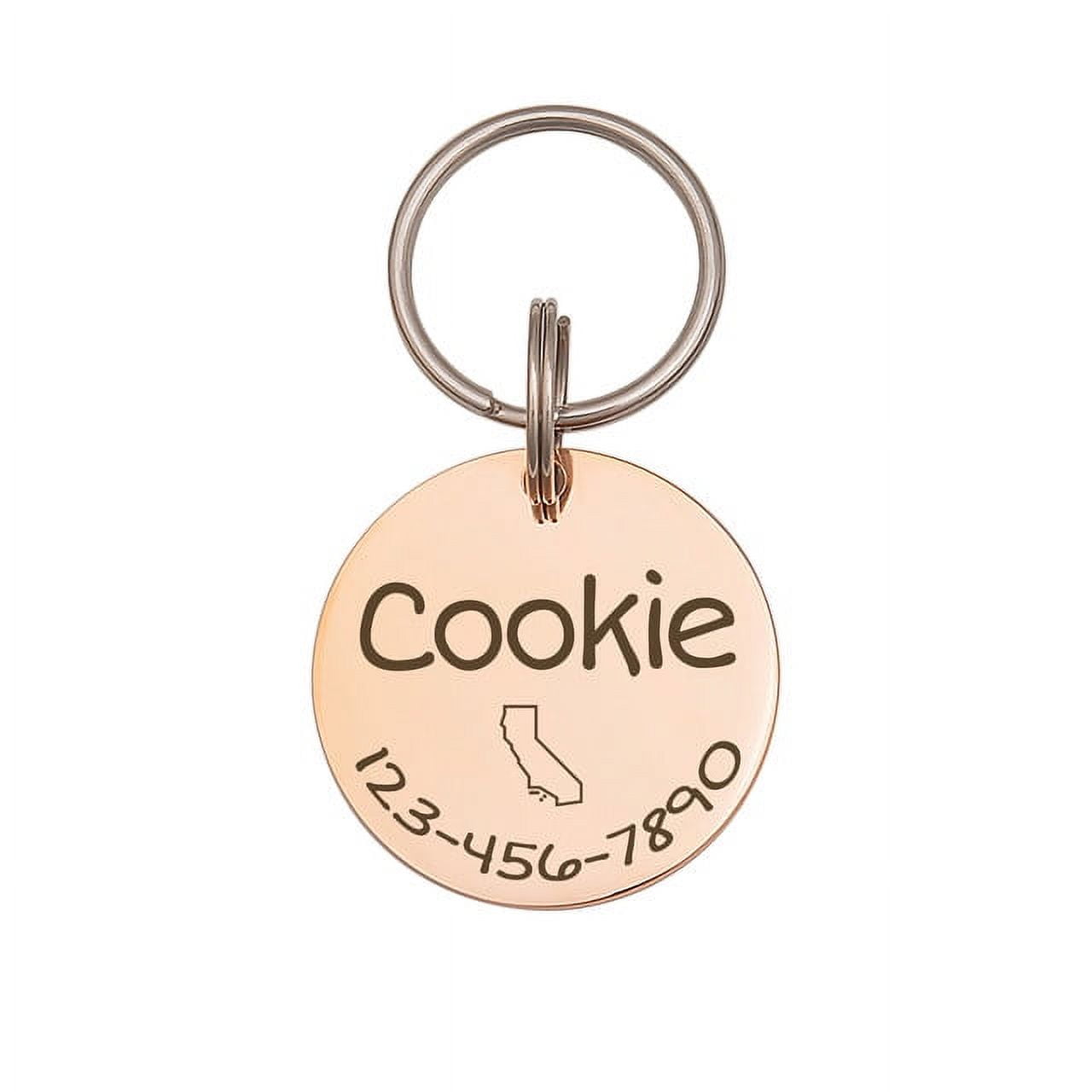 Anavia Stainless Steel Double Sided Round Name - State Icon - Phone Engraved Dog & Cat ID Tag, Rose Gold, S
