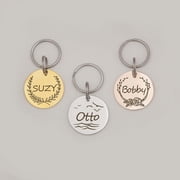 Anavia Stainless Steel Double Sided Round Name and Frame Engraved Dog & Cat ID Tag, Multi-color, S