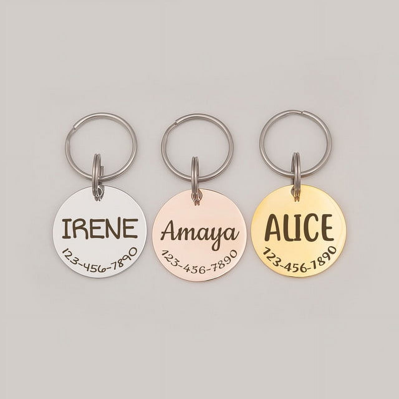 Anavia Stainless Steel Double Sided Round Name and Phone Number Engraved Dog & Cat ID Tag, Multi-color, S