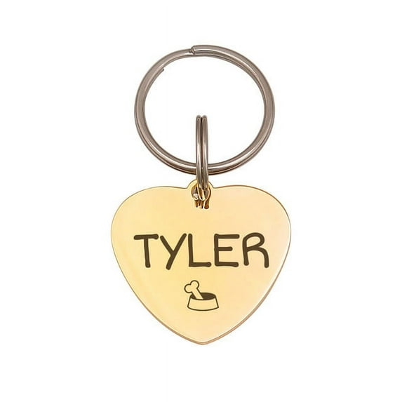 Anavia Stainless Steel Heart Name & Icon Engraved Pet ID Tags, Silver, Gold, & Rose Gold