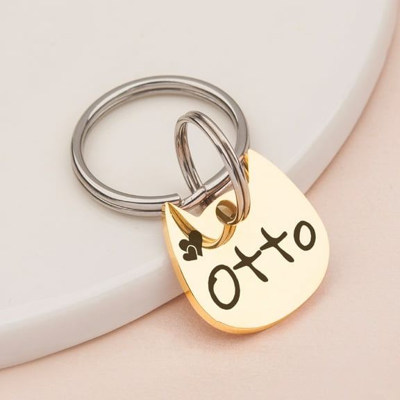Anavia Stainless Steel Kitten Head Name and Icon Engraved Cat & Dog ID Tag, Gold