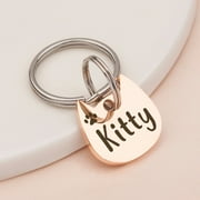 Anavia Stainless Steel Kitten Head Name and Icon Engraved Dog & Cat ID Tag, Rose Gold