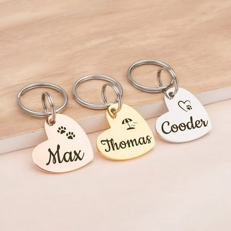 Anavia Stainless Steel & Metal Heart Cute Girl Engraved Dog ID Tag, Silver, S