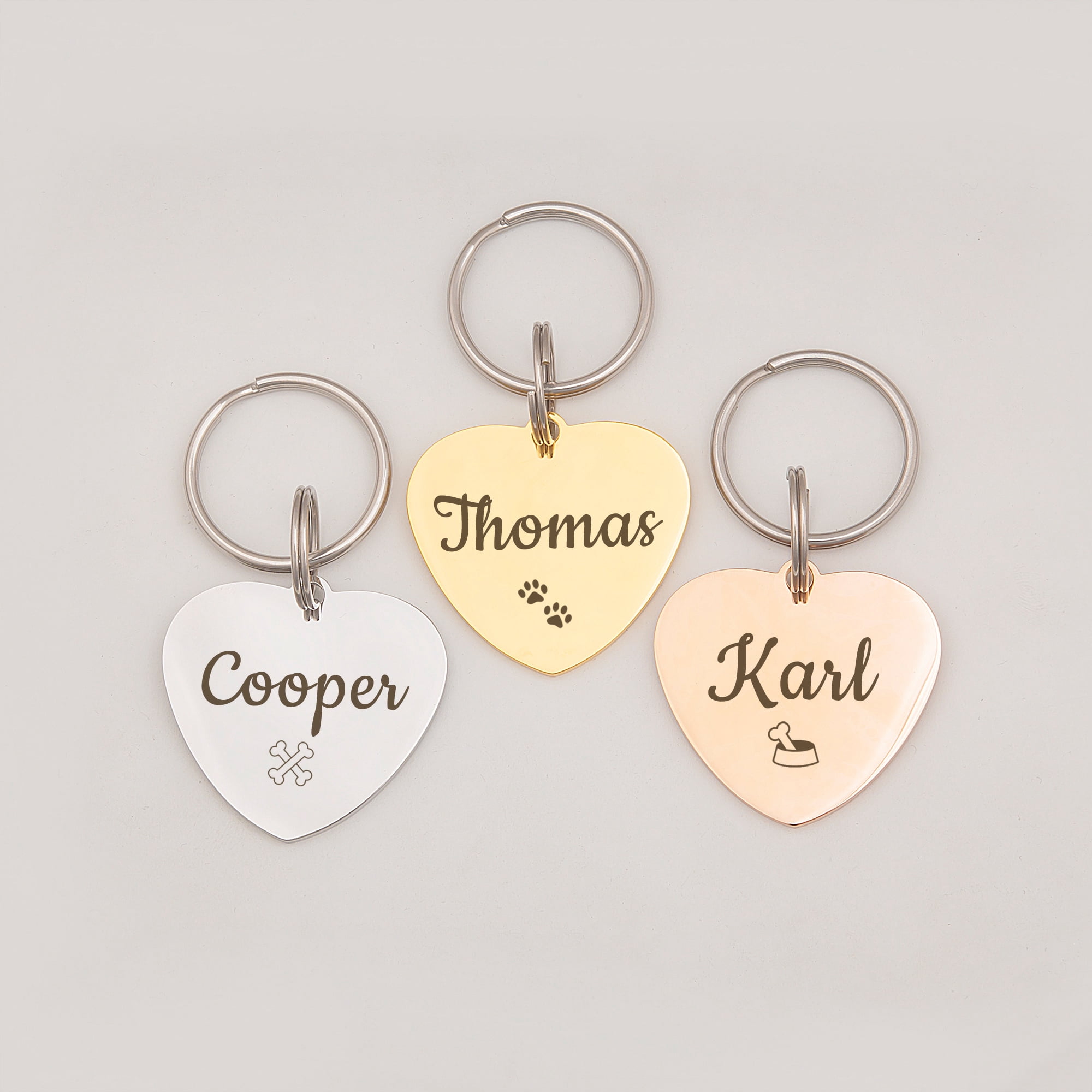 Anavia Stainless Steel Metal Heart Name - Icon Birthday Holiday Christmas Engraved Dog ID Tag, Gold