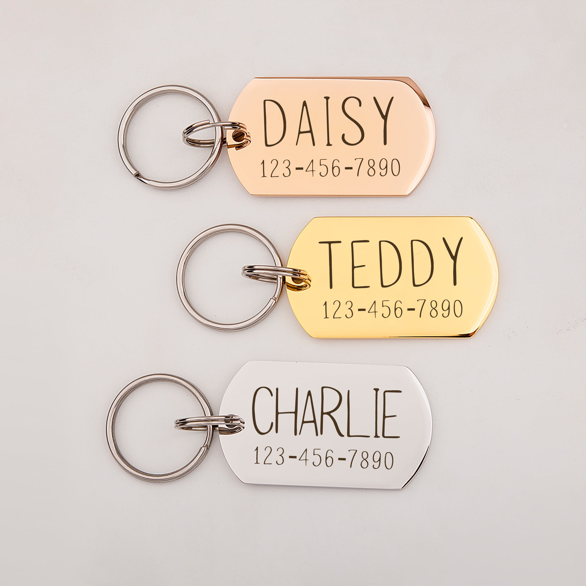 Anavia Stainless Steel Oval Name and Phone Number Engraved Dog ID Tag, Silver, S