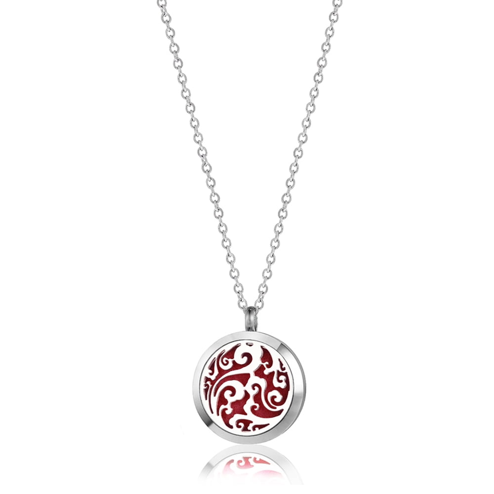 Anavia Stainless Steel Silver Clouds Aromatherapy Jewelry Essential Oil Diffuser Necklace with Gift Box