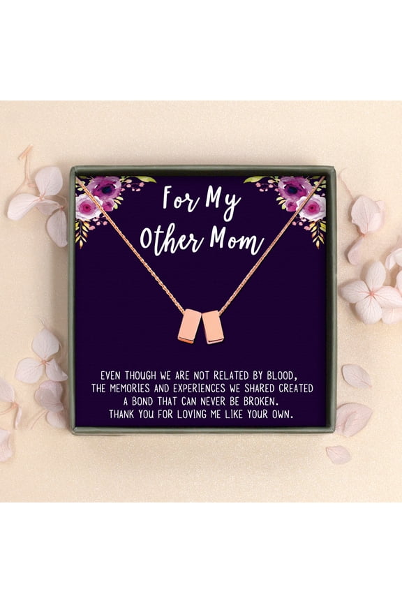 Step Mom Gift, Gift for Other Mom, Cube Necklace Jewelry Gift, Mothers Day Gift, Birthday Gift for Her,Two Cube Necklaces with Wish Card -[Rose Gold]