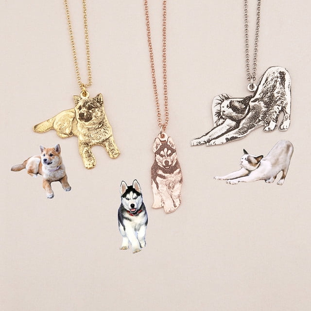 Anavia Sterling Silver Custom Your Pet Photo Necklace Engraved