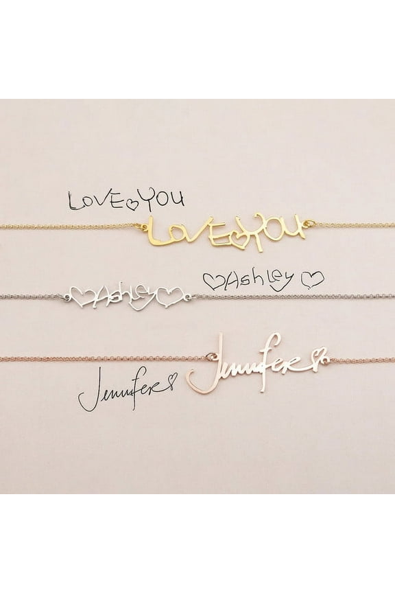 Sterling Silver Personalized Actual Handwriting Necklace - Custom Hand Writing Memorial Necklace - Handwritten Name Necklace - Signature Necklace