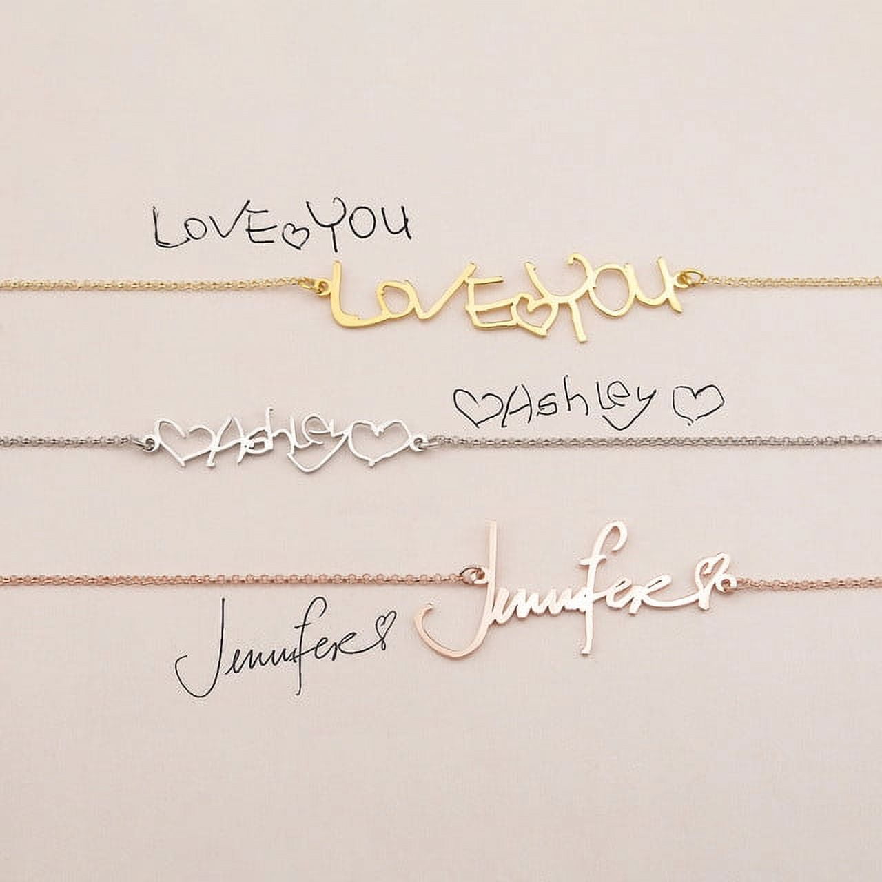 Anavia Sterling Silver Personalized Actual Handwriting Necklace - Custom Hand Writing Memorial Necklace - Handwritten Name Necklace - Signature Necklace