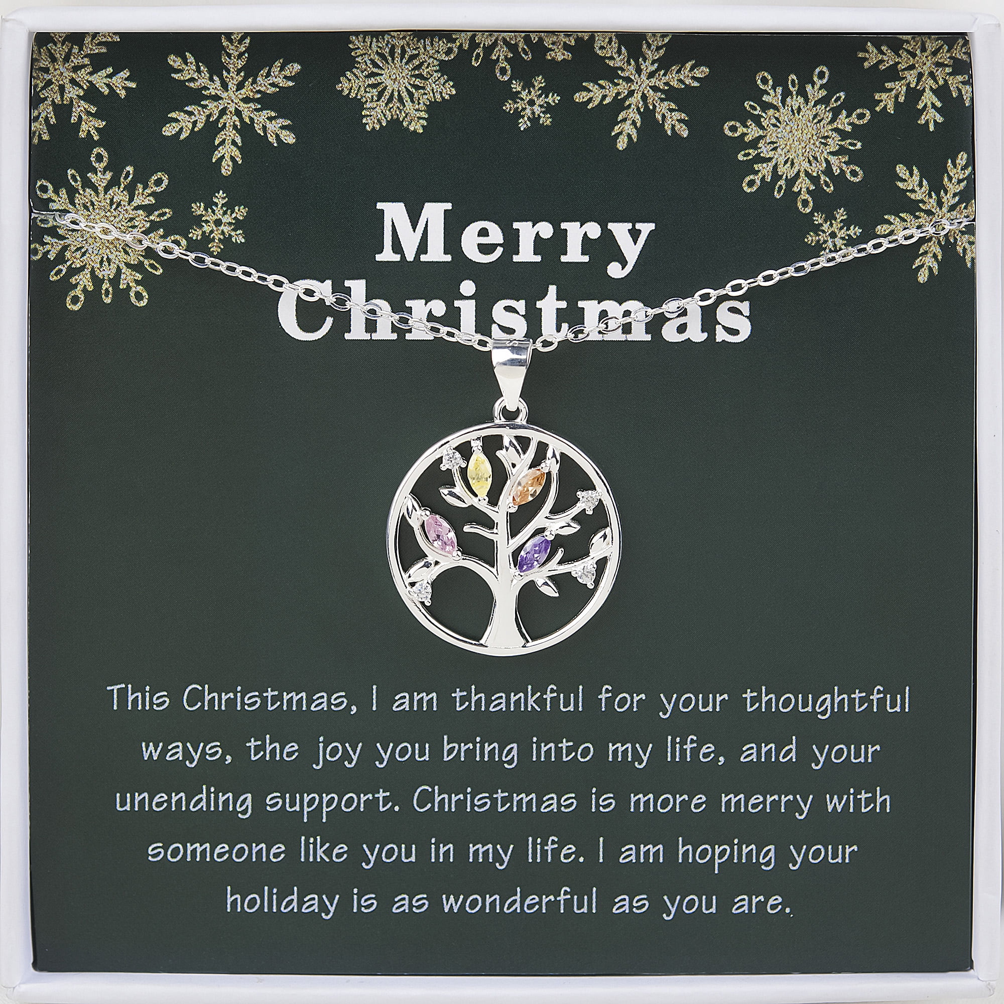 Anavia Sterling Silver Tree of Life Necklace for Boss New Year Gift, Merry Christmas Card Thanks Gift for Coworkers