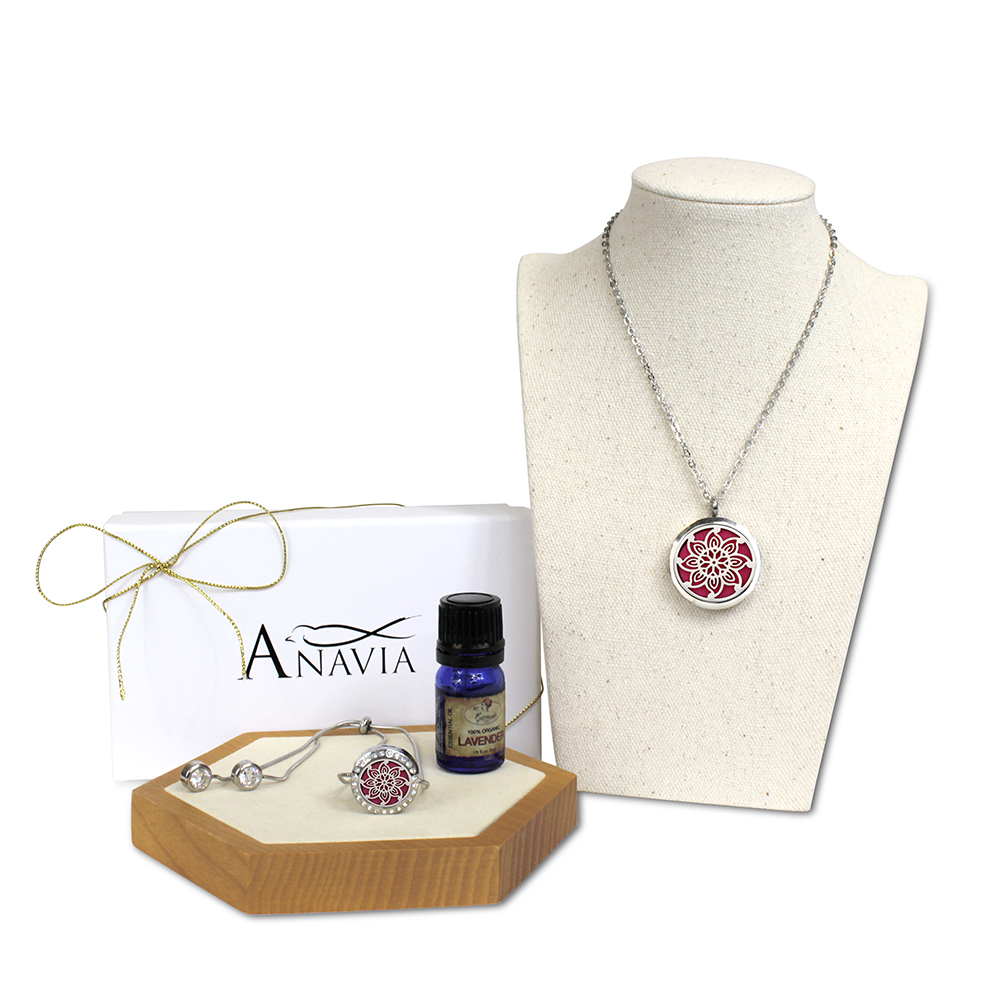 Anavia Sunflower Aromatherapy Anniversary Day Gift for Fiancee Wife Girlfriend Necklace and Slider Bracelet With Lavender Essencial Oil Birthday Gift for Her with Gift Box - image 1 of 6