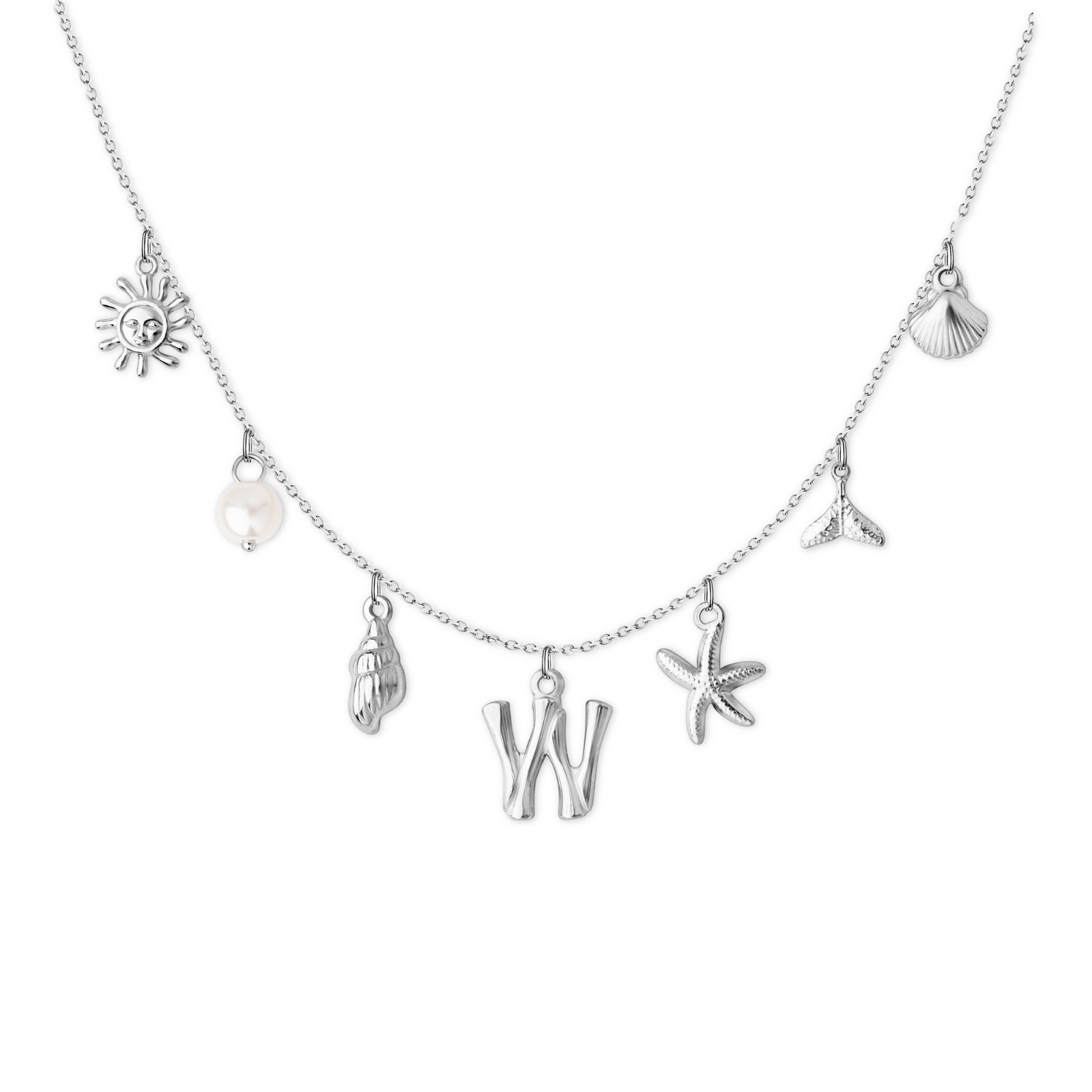 Anavia Surfer Beach Letter Necklace A-Z Pendant Alphabet Choker Necklace, Ocean Elements Letter Necklace Beach for Women Gift