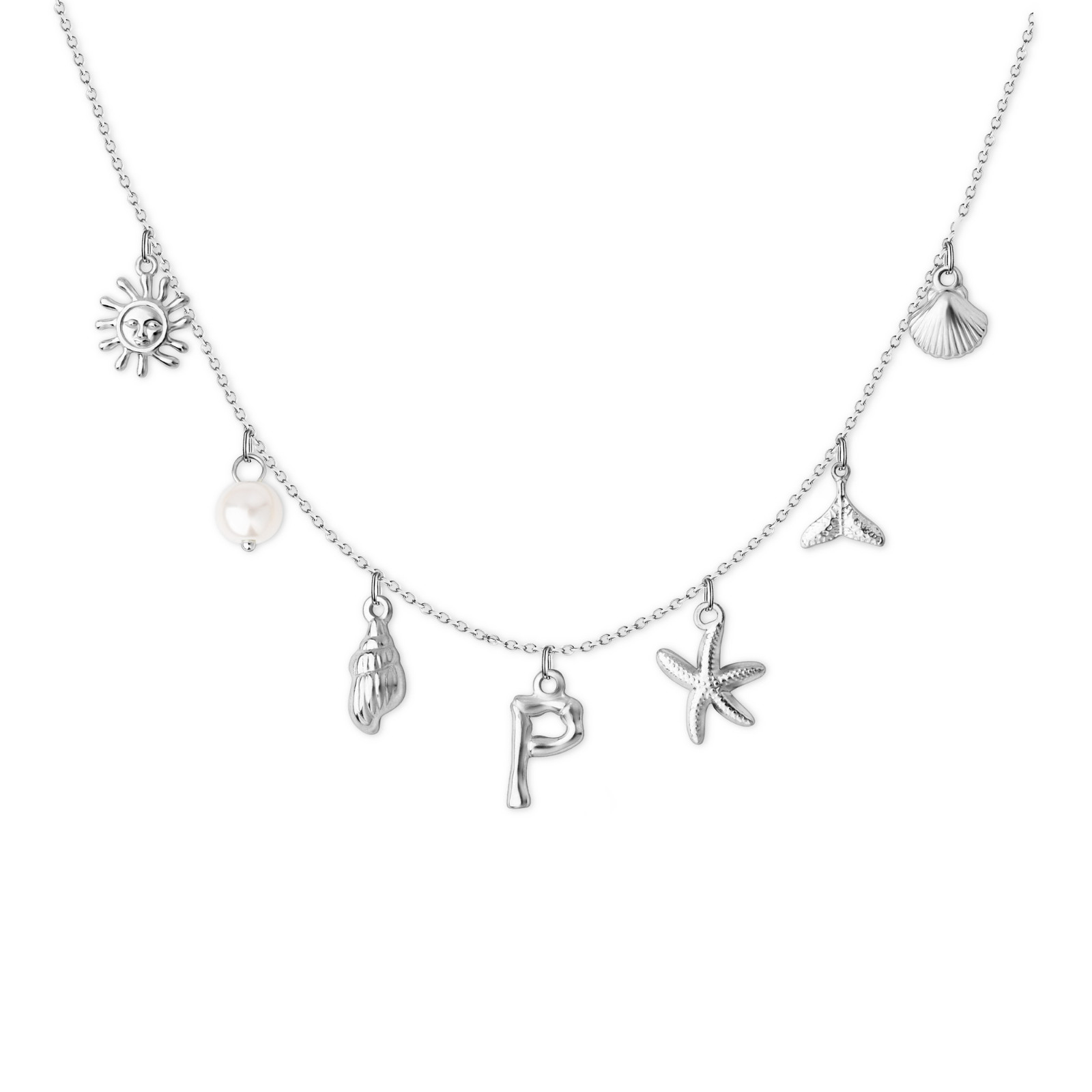 Anavia Surfer Beach Letter Necklace A-Z Pendant Alphabet Choker Necklace, Ocean Elements Letter Necklace Beach for Women Gift