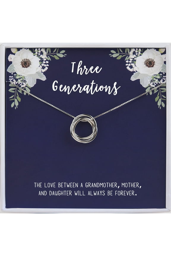 There Generations Necklace, Birthday Gift for Grandmother, 925 Sterling Silver There Generations Necklace