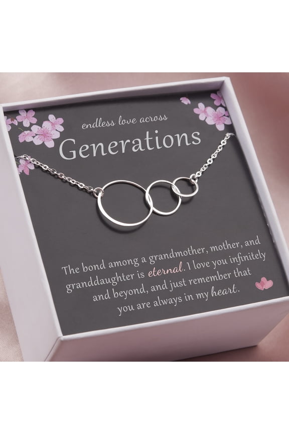 Three Generations Necklace 925 Sterling Silver Gift for Grandmother, Mother, Granddaughter, Endless Love Across Generations 3 Flat Circles Necklace