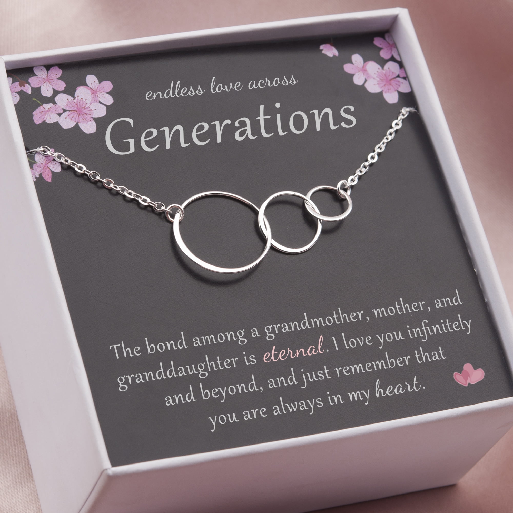 Anavia Three Generations Necklace 925 Sterling Silver Gift for Grandmother, Mother, Granddaughter, Endless Love Across Generations 3 Flat Circles Necklace