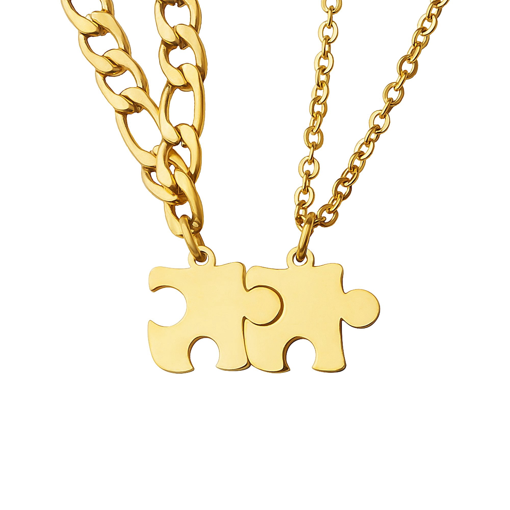 Anavia Tiny Puzzle Piece Couple Necklace - Anniversary Gift for