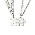 thumbnail image 1 of Anavia Tiny Puzzle Piece Couple Necklace - Anniversary Gift for Boyfriend - Best Friends BFF Gift - Stainless Steel Jewelry with Gift Box - [Silver, Cable Chain for Women and Figaro Chain for Men], 1 of 6