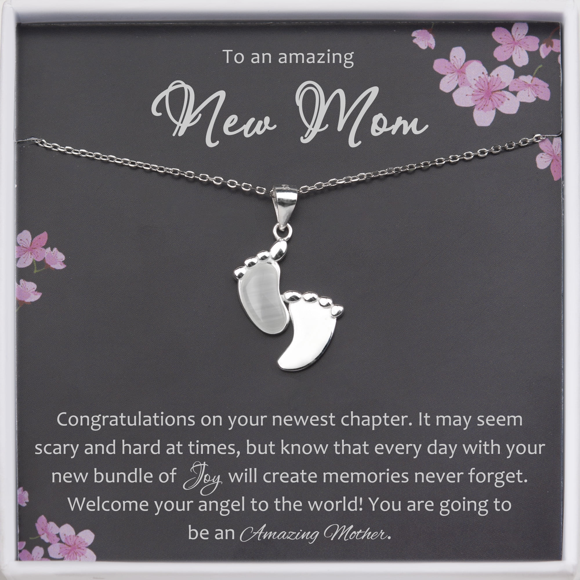 Anavia To An Amazing New Mom Gift Necklace, New Mom 925 Sterling Silver  Baby Feet Necklace, Congratulations to the New Mom Gift 