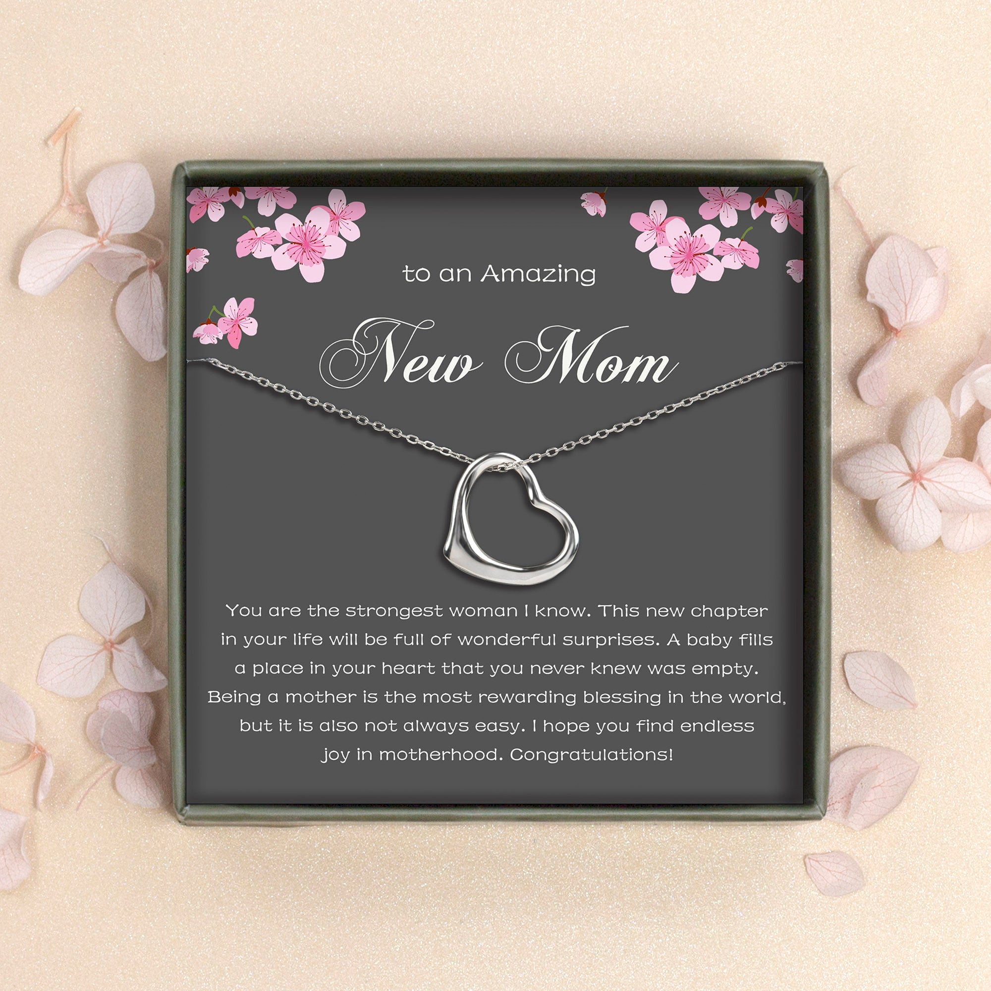 Anavia "To An Amazing New Mom" Mother's Day 925 Sterling Silver Necklace With Gift Card, New Mom gifts For Women