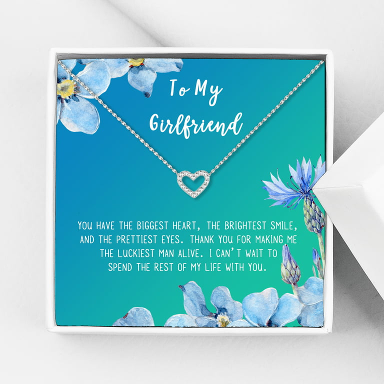 Anavia To My Girlfriend Necklace Gift, Card Gift for GF