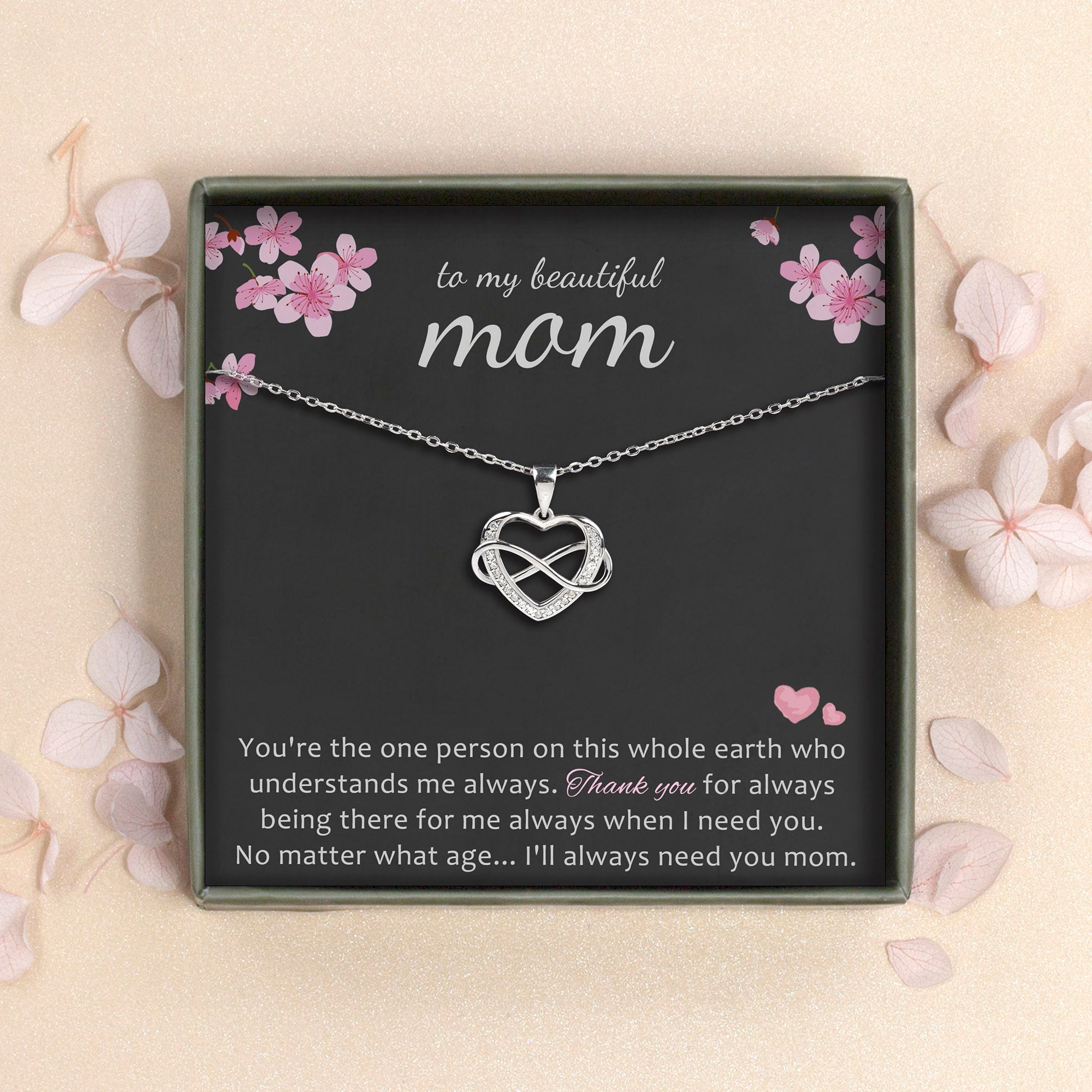 Anavia "To my beautiful Mom" Mother's Day 925 Sterling Silver Necklace With Gift Card, First Mother's Day Gift from Daughter, Gift for Mother Handmade Jewelry