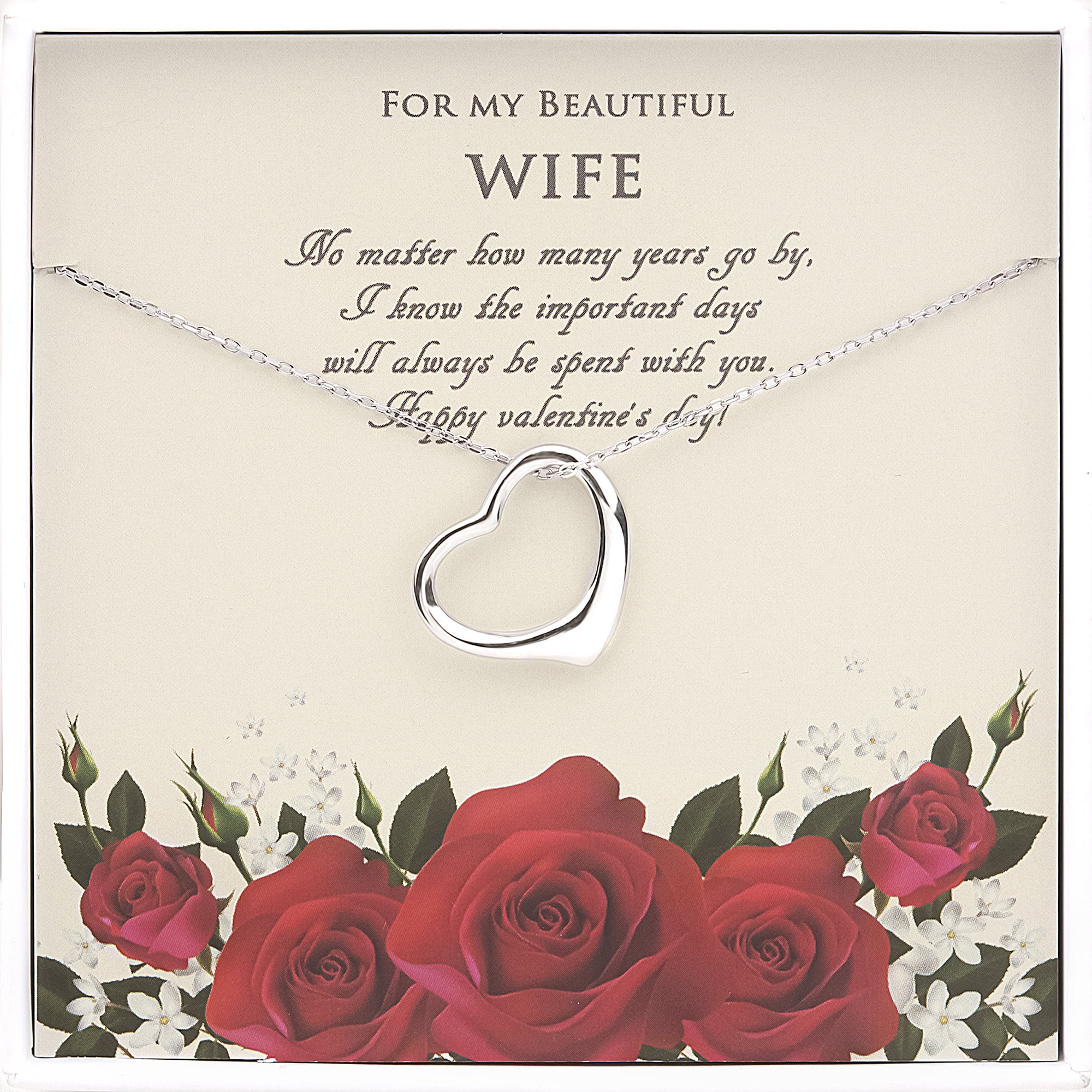 Anavia Valentines Day Gift for My Beautiful Wife, 925 Sterling Silver Heart Wife Necklace from Husbands