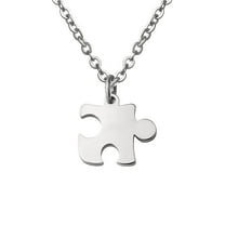 Anavia Valentines Day Tiny Puzzle Piece Couple Necklace - Anniversary Gift for Boyfriend - Best Friends BFF Gift - Stainless Steel Jewelry with Gift Box - [Silver, Cable Chain for Women]