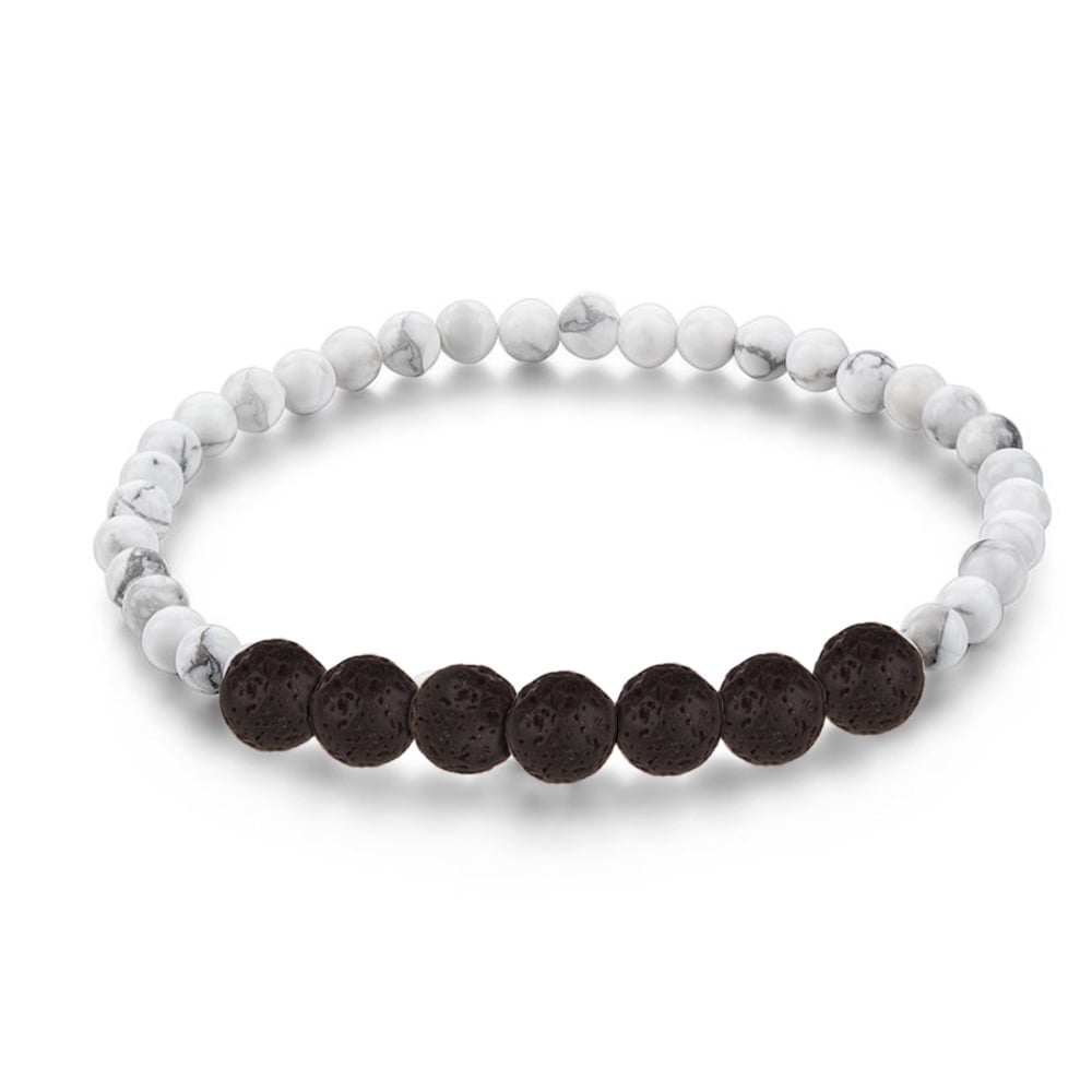 Anavia White Turquoise Lava Beads Aromatherapy Jewelry Essential Oil Bracelet with Gift Box