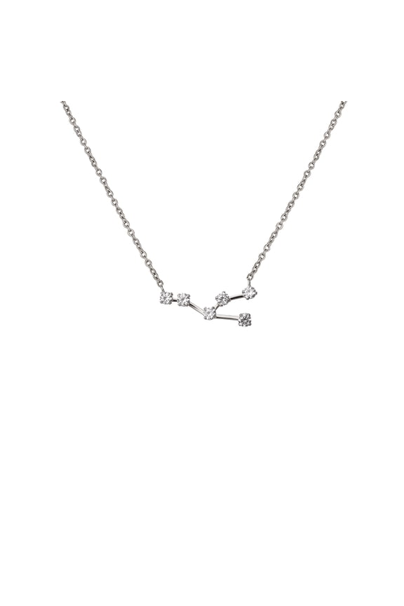 Zodiac Necklace Birthday Gifts for Girlfriend - Stainless Steel Zodiac Constellation Crystal Necklace - Zodiac Dainty Jewelry for Women [Silver, Taurus]