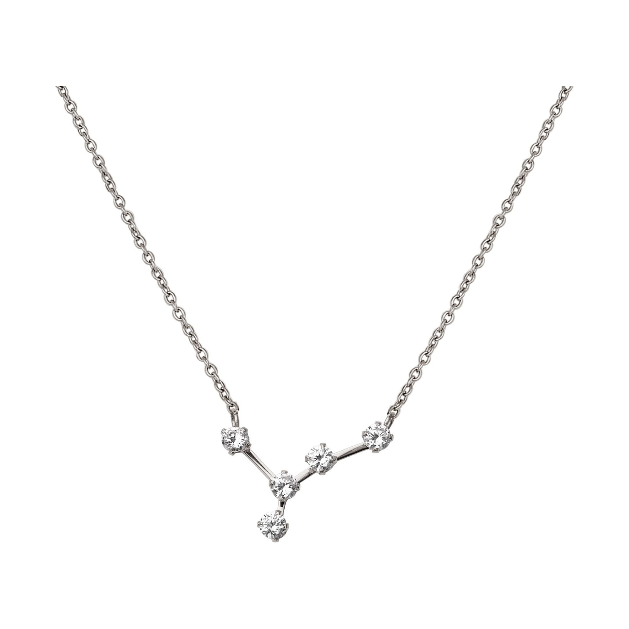 Anavia Zodiac Necklace Birthday Gifts for Girlfriend - Stainless Steel Zodiac Constellation Crystal Necklace - Zodiac Dainty Jewelry for Women [Silver, Cancer]