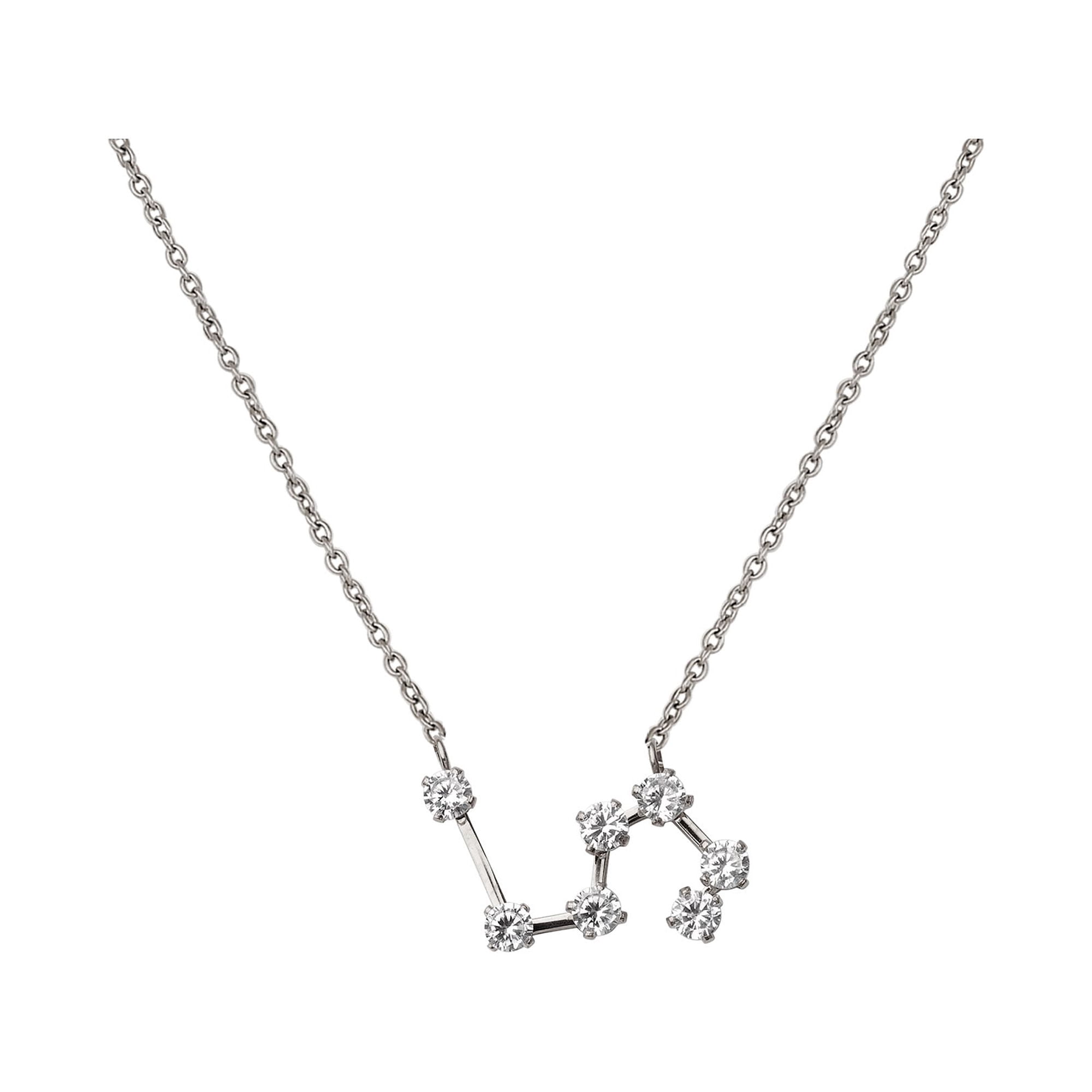 Anavia Zodiac Necklace Birthday Gifts for Girlfriend - Stainless Steel Zodiac Constellation Crystal Necklace - Zodiac Dainty Jewelry for Women [Silver, Leo]