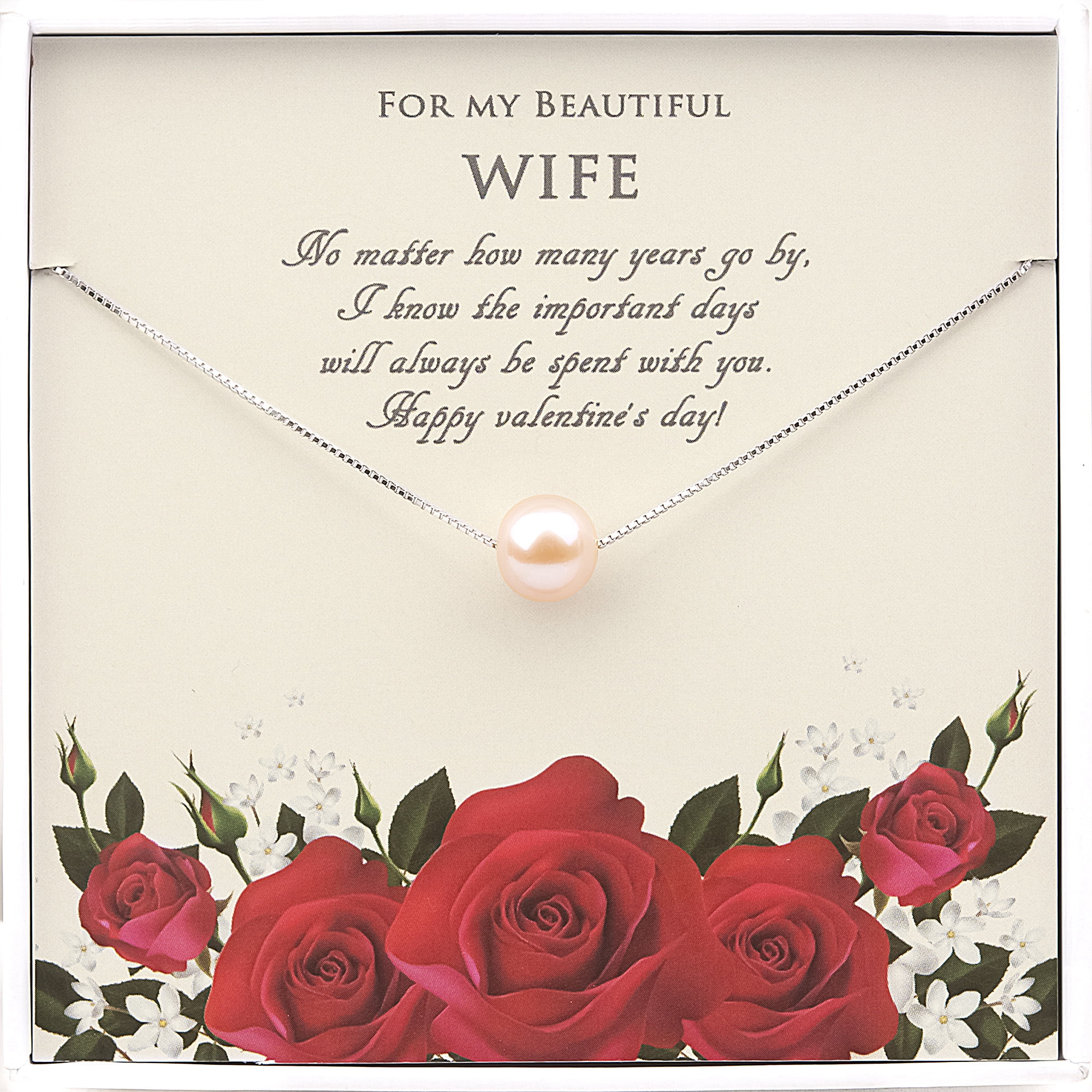 Anavia for My Beautiful Wife Mother's Day Gift, 925 Sterling Silver Necklace for Wife from Husbands Mother's Day-[Pink Pearl + Silver Chain]